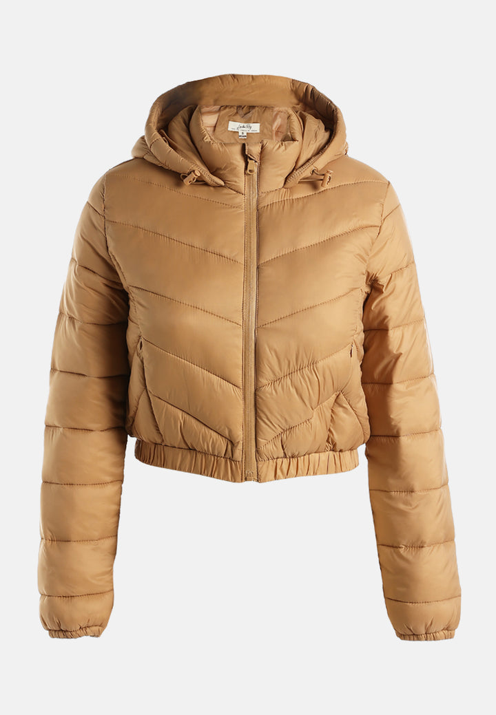women cropped down hooded jacket#color_camel