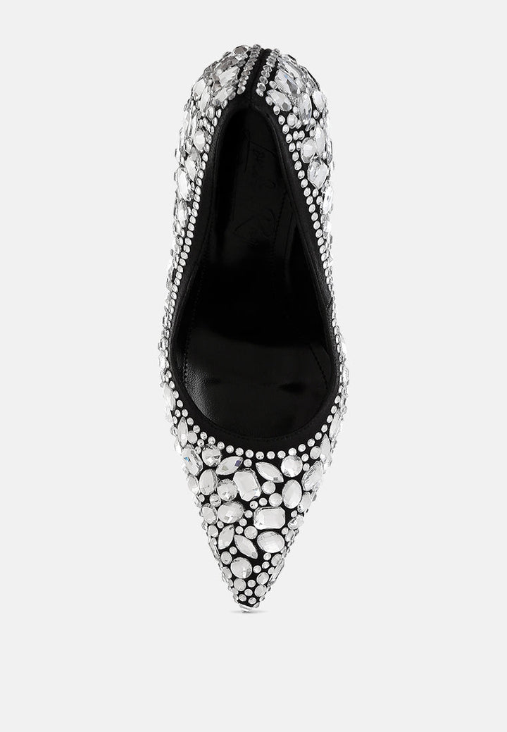 diamante & rhinestone embellishments pumps by ruw#color_black