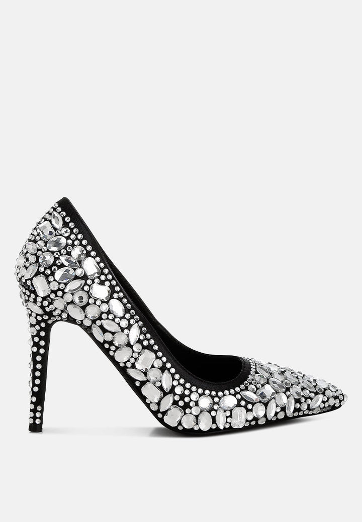 diamante & rhinestone embellishments pumps by ruw#color_black