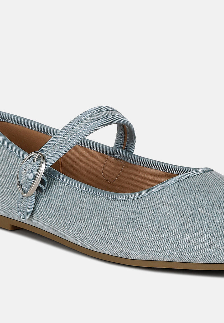 women classic denim pin buckle ballerinas#color_blue