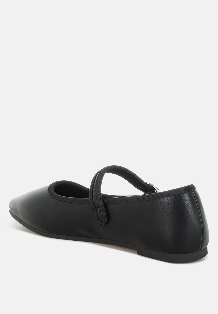women classic denim pin buckle ballerinas#color_black