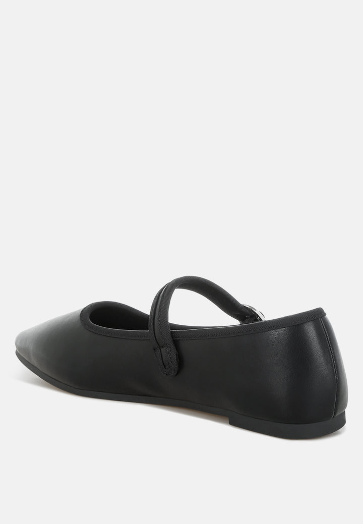 women classic denim pin buckle ballerinas#color_black