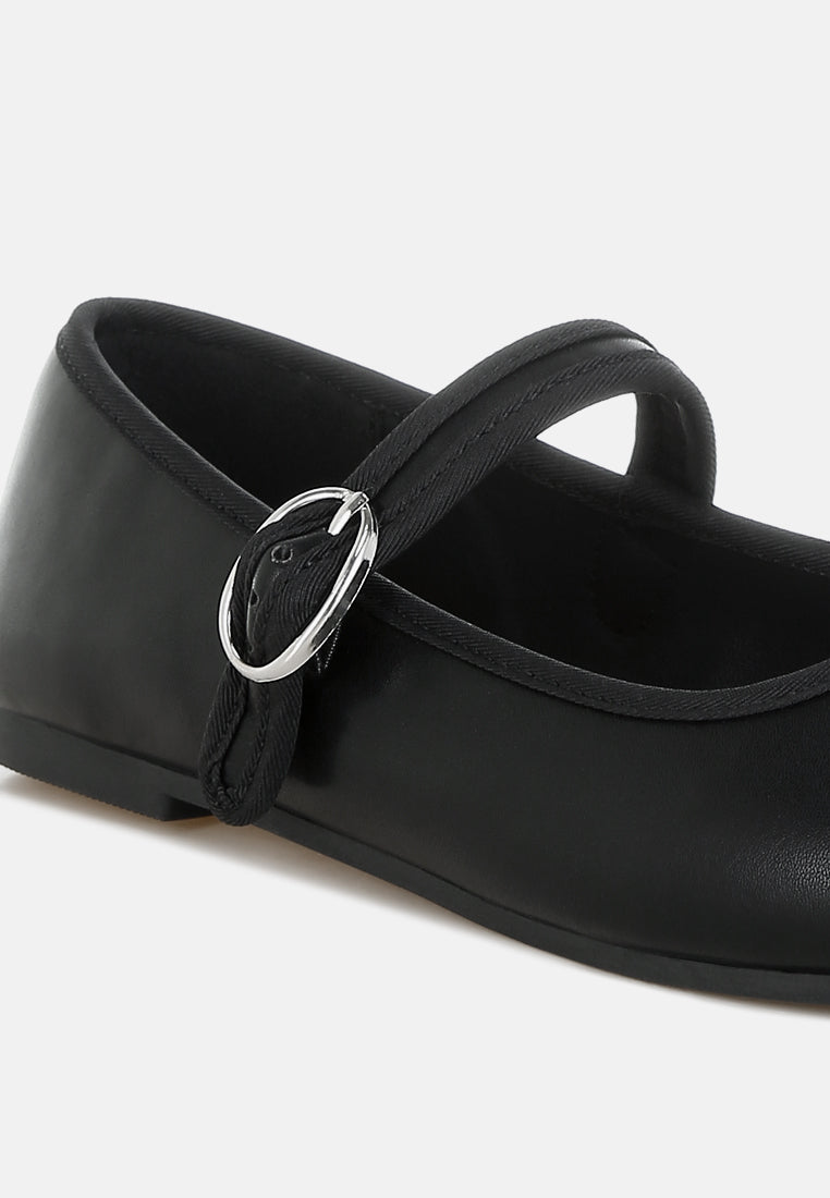 women classic denim pin buckle ballerinas#color_black