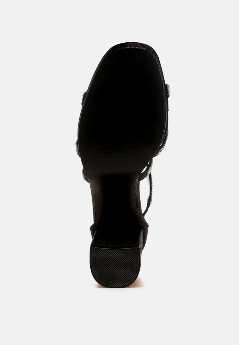 women rhinestones embellished strappy sandals#color_black