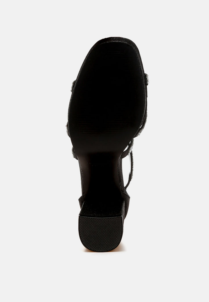 women rhinestones embellished strappy sandals#color_black