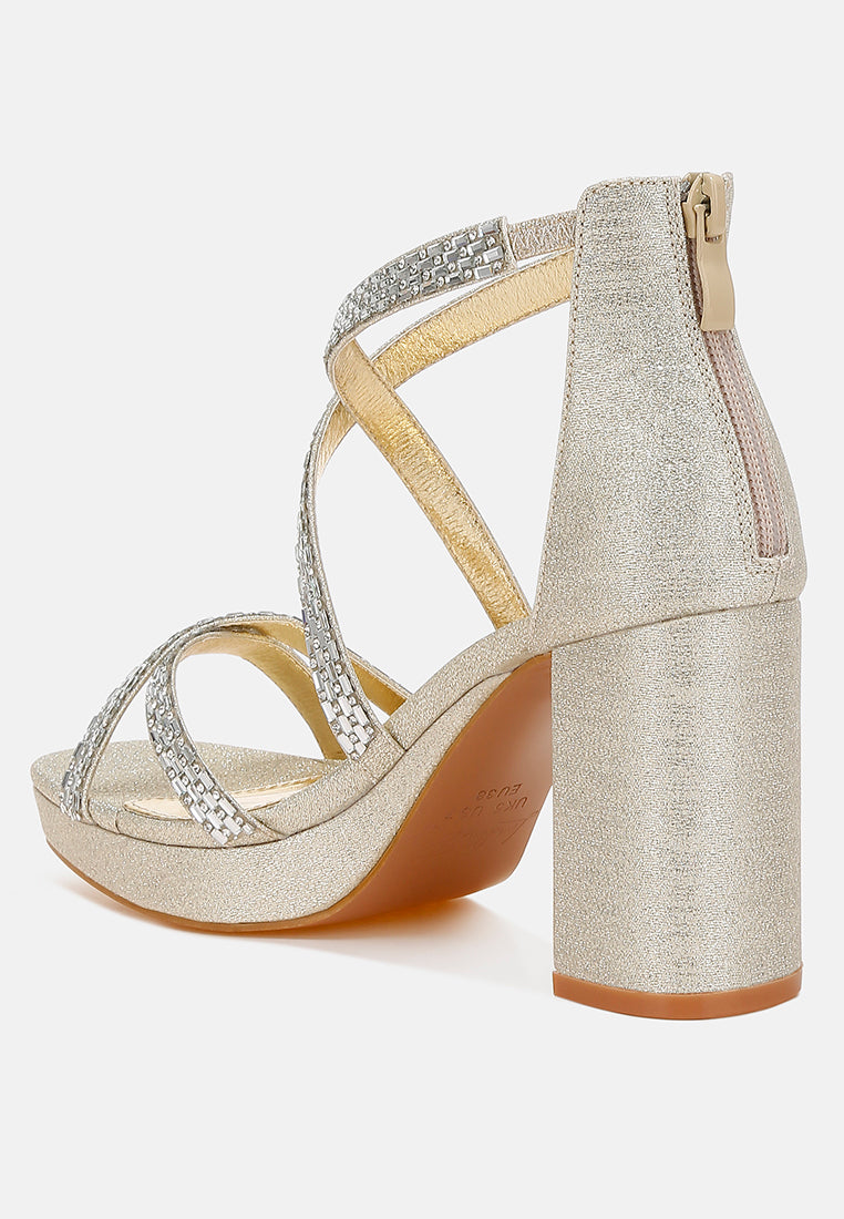 women rhinestones embellished strappy sandals#color_gold