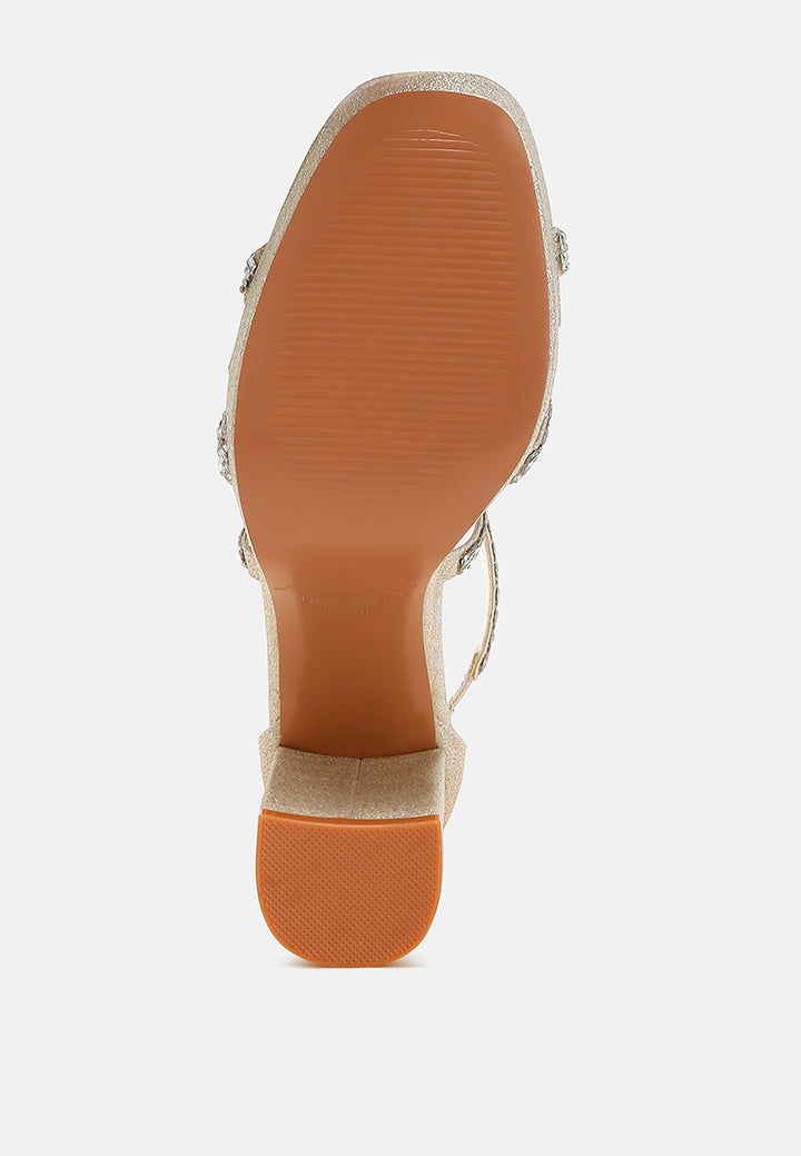 women rhinestones embellished strappy sandals#color_gold