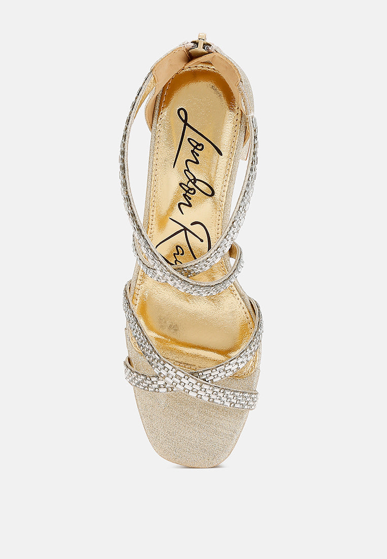 infatuated rhinestones embellished strappy sandals#color_gold