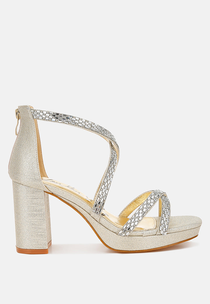 women rhinestones embellished strappy sandals#color_gold