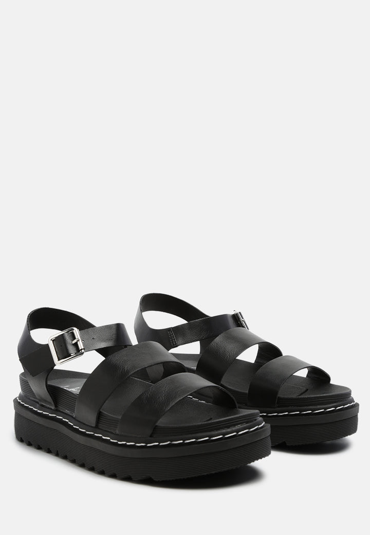 black jim dual strap platforms with buckle Closure#color_black