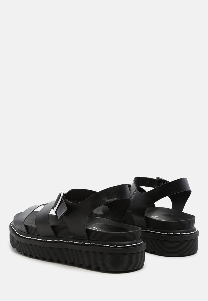 black jim dual strap platforms with buckle Closure#color_black