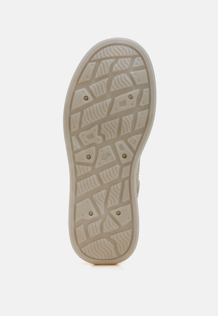 rhinestones embellished chunky sneakers#color_beige