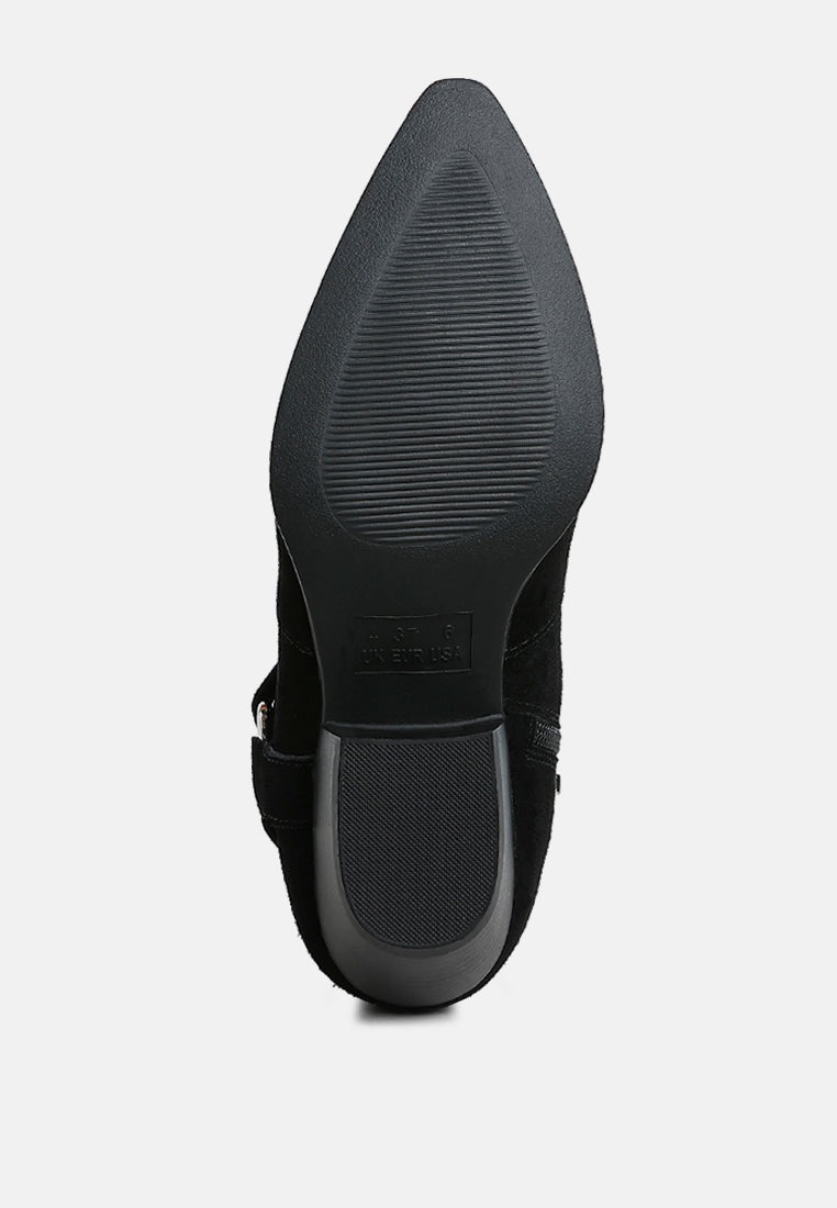 rag & co women harness detail ankle boots#color_black