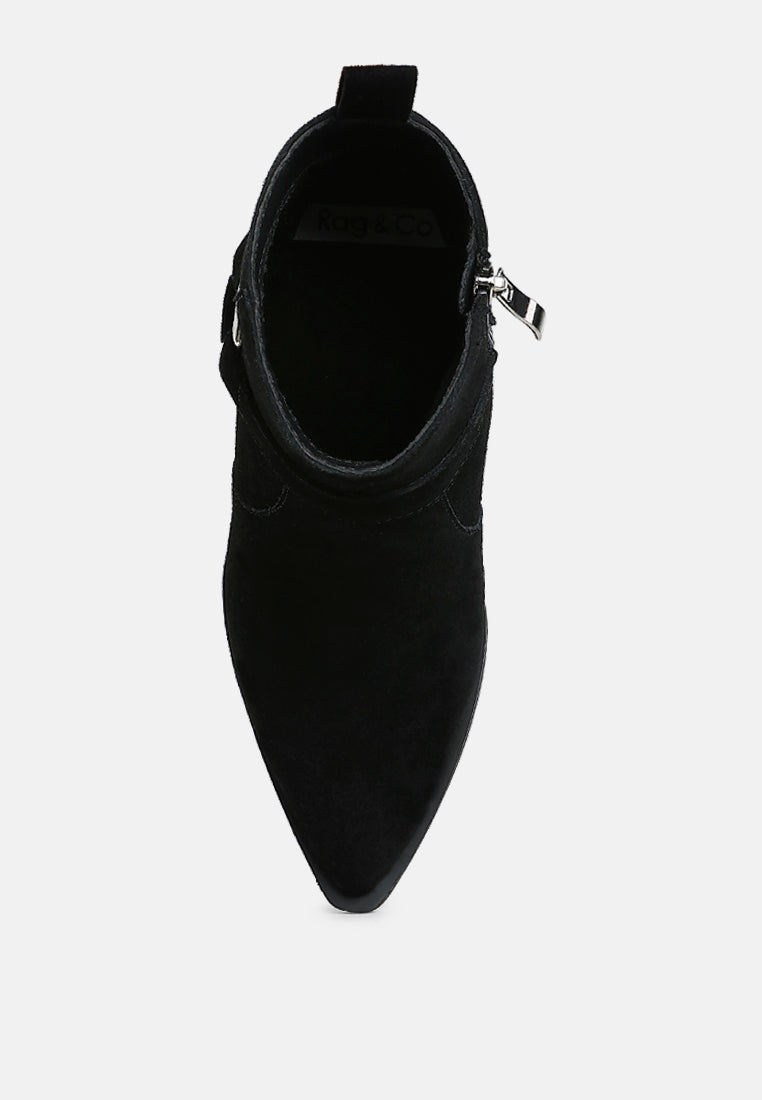rag & co women harness detail ankle boots#color_black