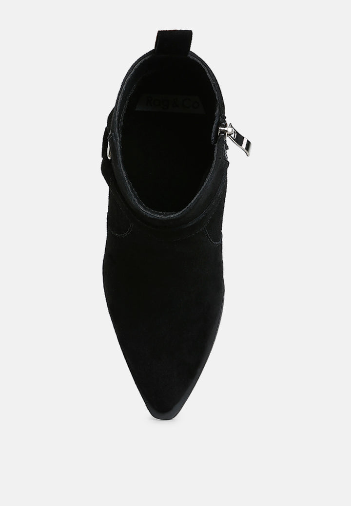rag & co women harness detail ankle boots#color_black