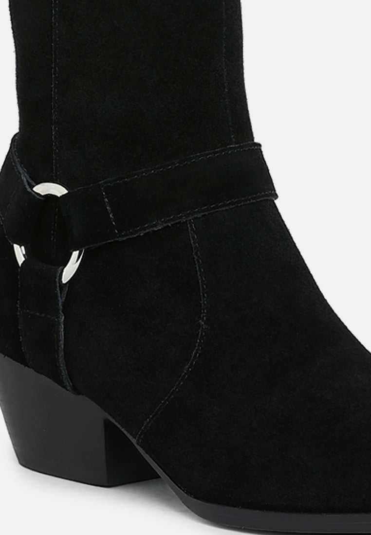 rag & co women harness detail ankle boots#color_black