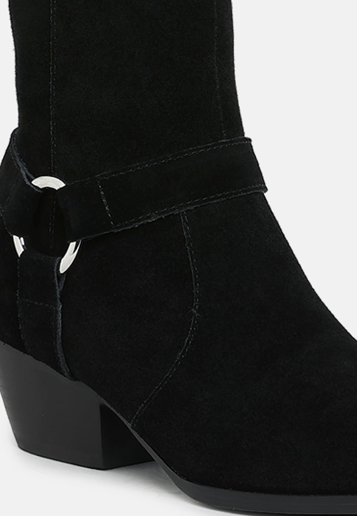 rag & co women harness detail ankle boots#color_black