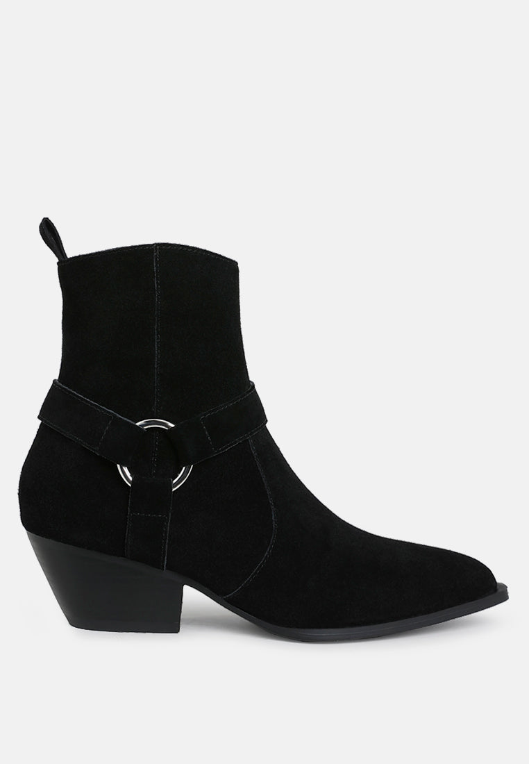rag & co women harness detail ankle boots#color_black
