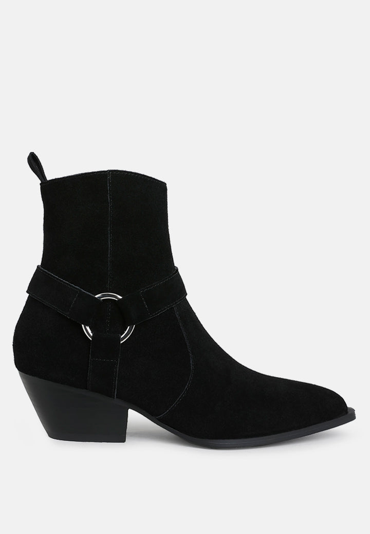 rag & co women harness detail ankle boots#color_black