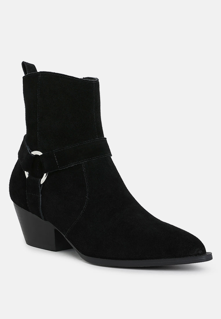 rag & co women harness detail ankle boots#color_black