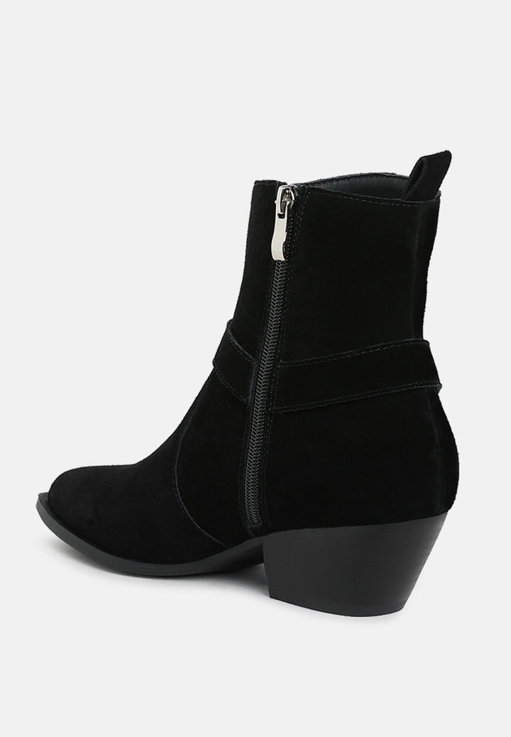 rag & co women harness detail ankle boots#color_black