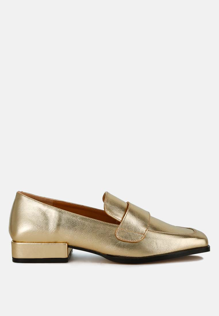 women metallic penny loafers#color_gold