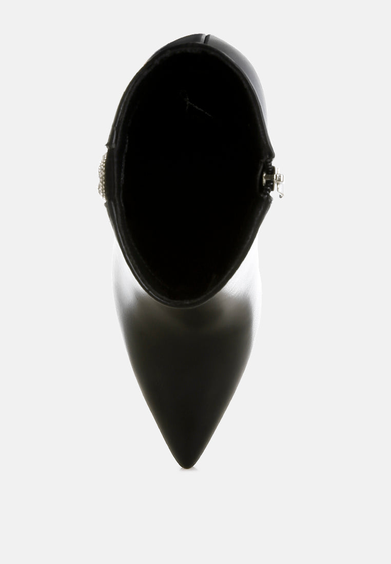 women rhinestones chain detail boots#color_black