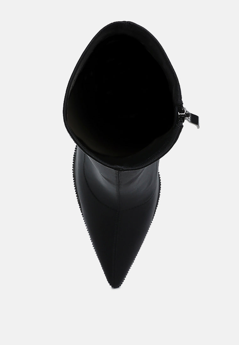 women lycra rhinestone detail ankle boots#color_black#color_black