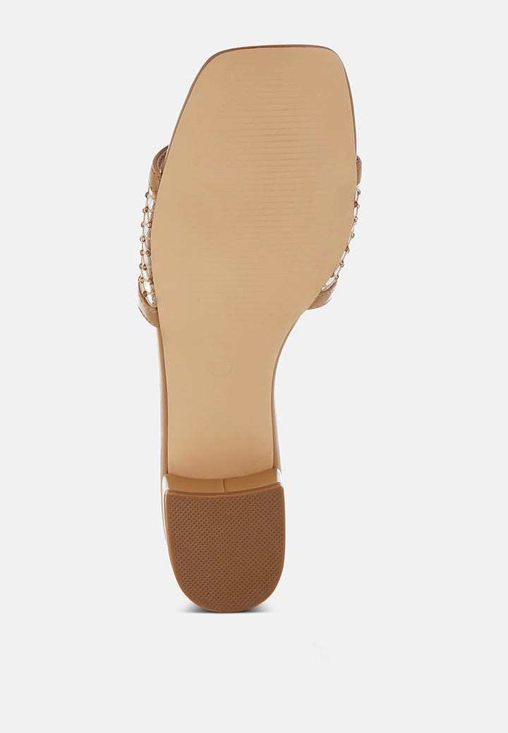 Women Rhinestone Studded Slip-On Heels