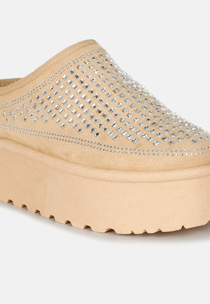 women rhinestones embellished platform classic slip-on#color_beige