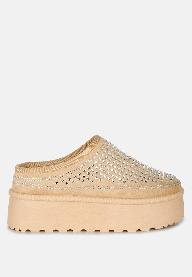 women rhinestones embellished platform classic slip-on#color_beige