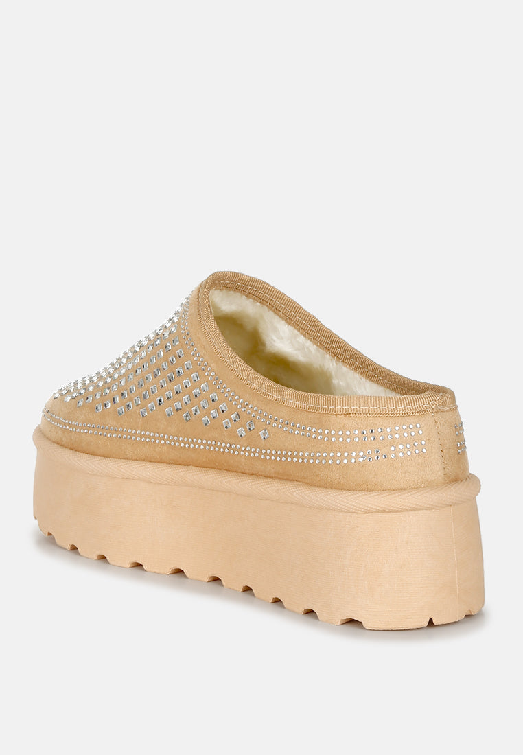 women rhinestones embellished platform classic slip-on#color_beige