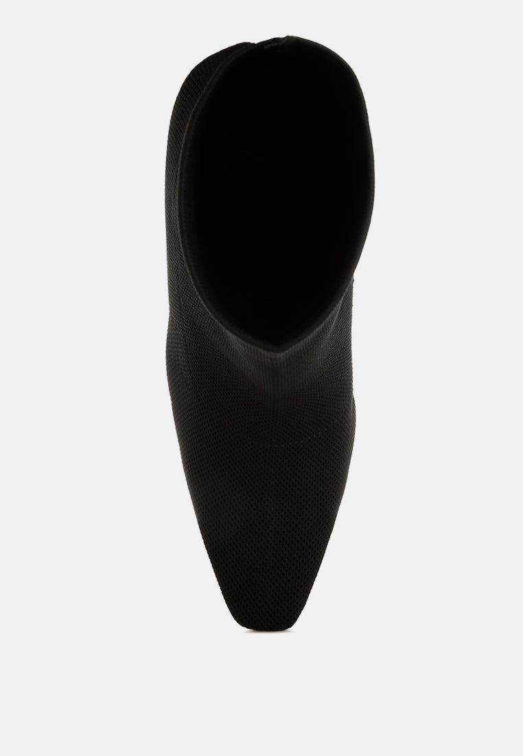 women knitted sock boots#color_black