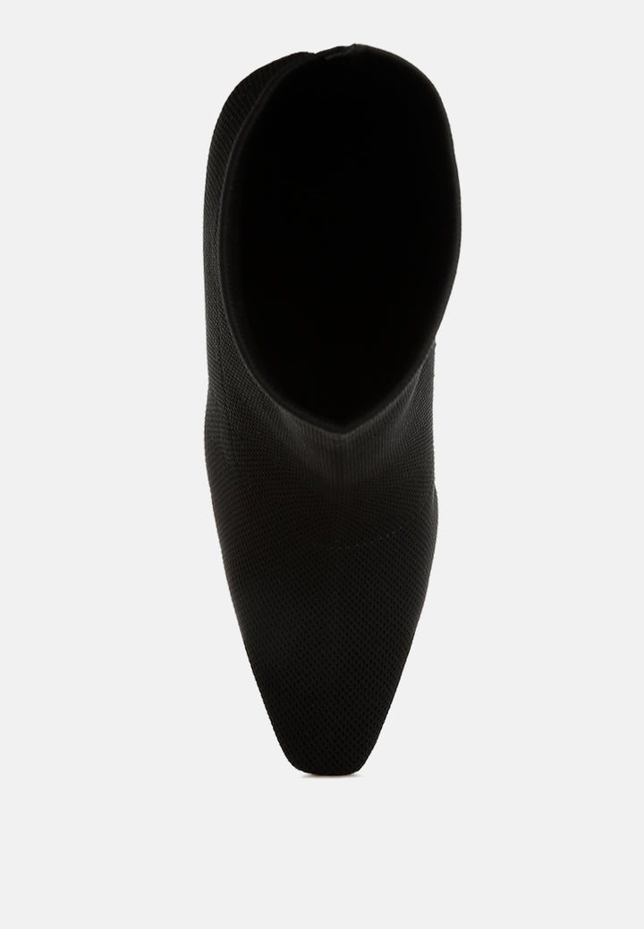 women knitted sock boots#color_black