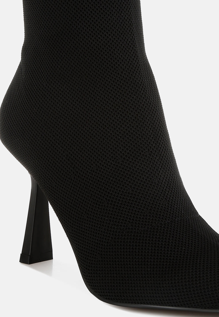 women knitted sock boots#color_black