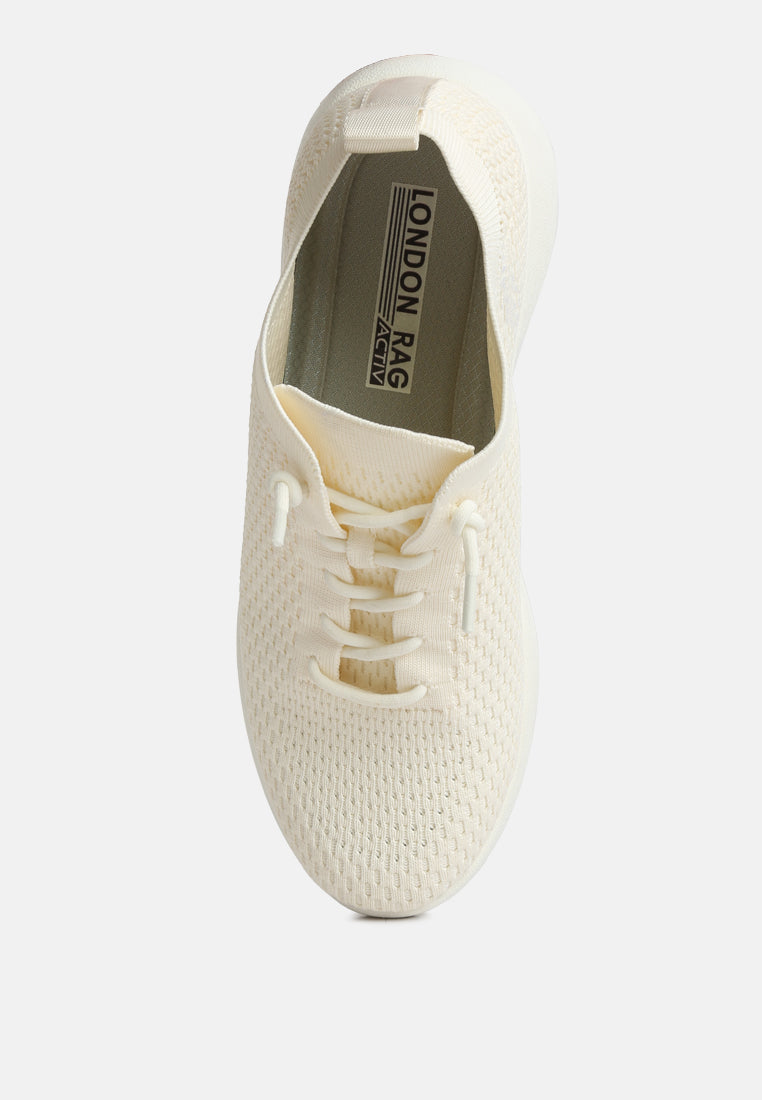 men's knitted lace up sneakers#color_beige