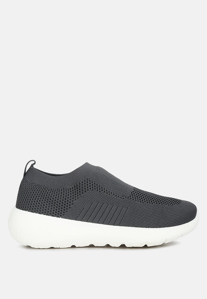 men's knitted slip on sneakers#color_grey