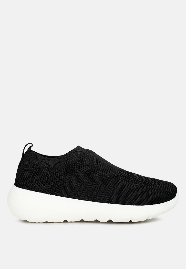 men's knitted slip on sneakers#color_black