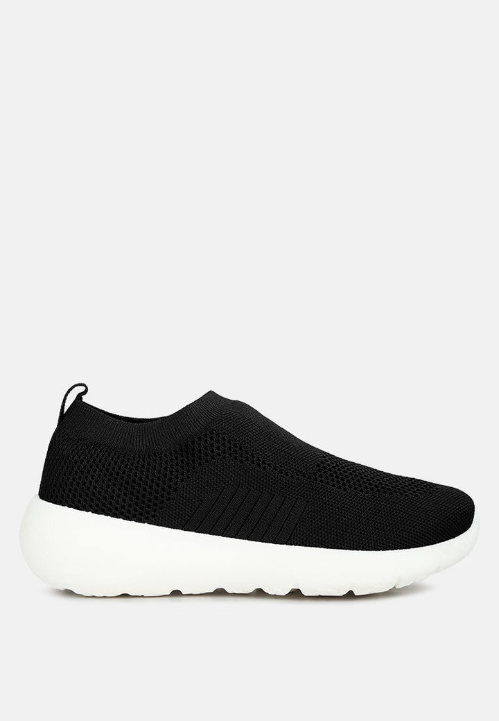 men's knitted slip on sneakers#color_black