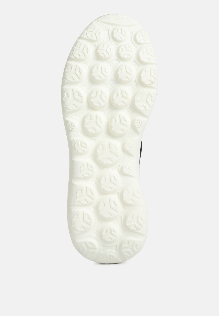 men's knitted lace up sneakers#color_black