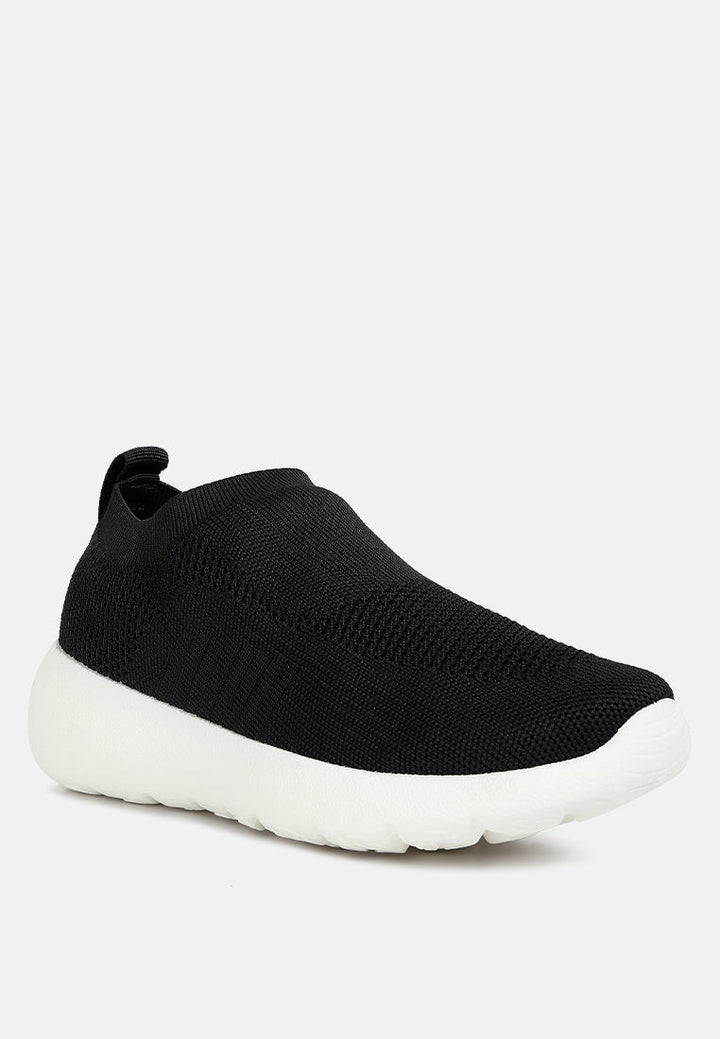 men's knitted slip on sneakers#color_black