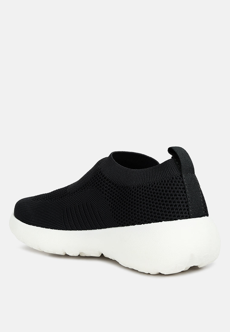 men's knitted slip on sneakers#color_black