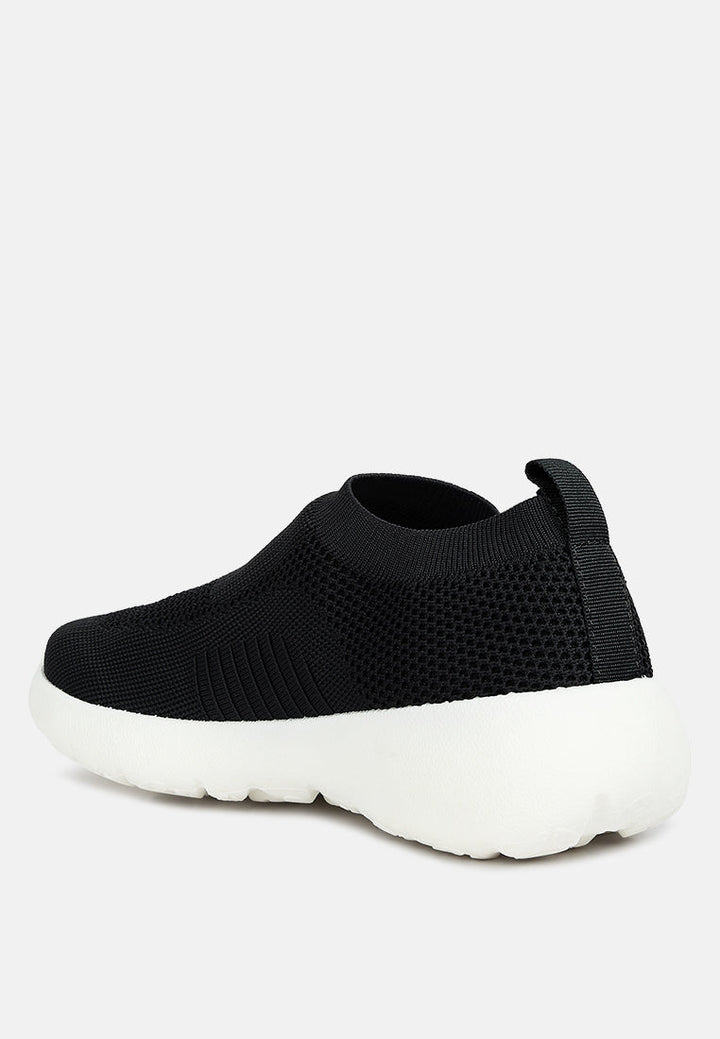 men's knitted slip on sneakers#color_black