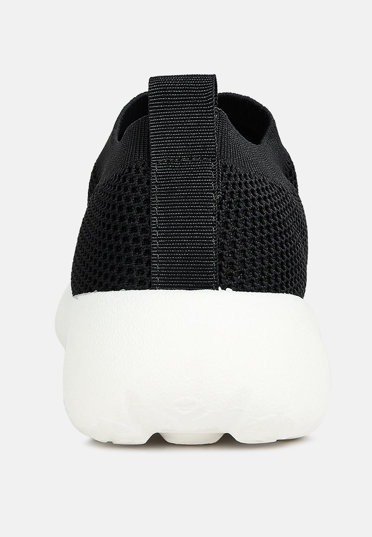 men's knitted slip on sneakers#color_black