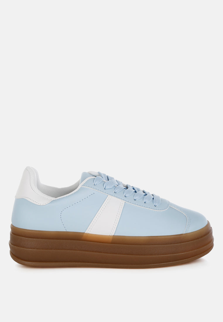 faux leather lace-up sneakers by rag#color_light-blue