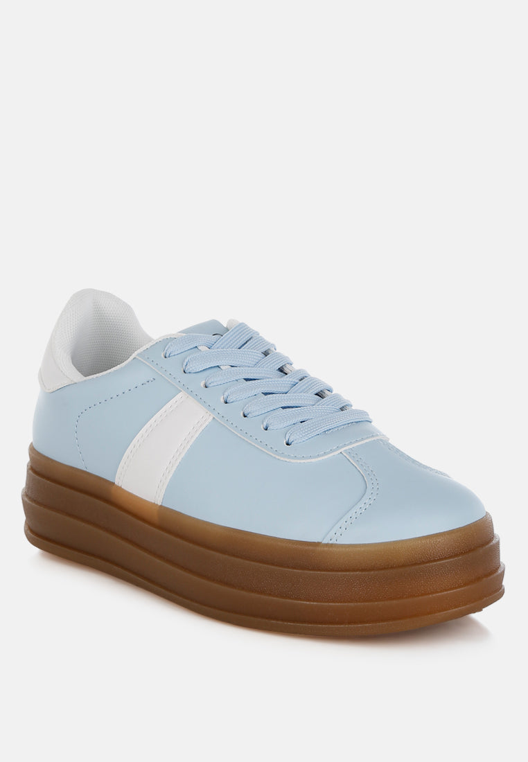 faux leather lace-up sneakers by rag#color_light-blue