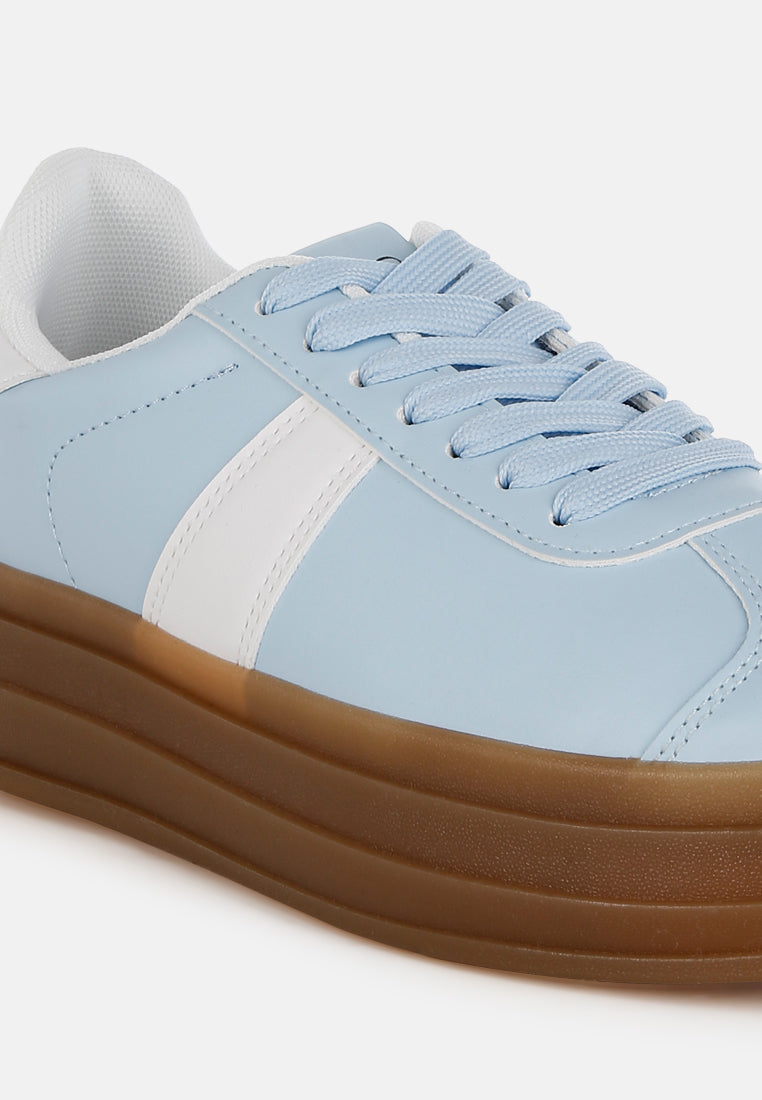 faux leather lace-up sneakers by rag#color_light-blue