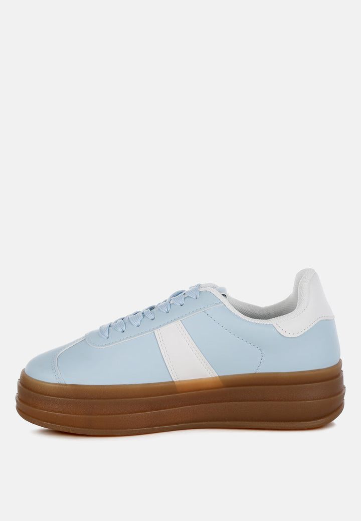 faux leather lace-up sneakers by rag#color_light-blue