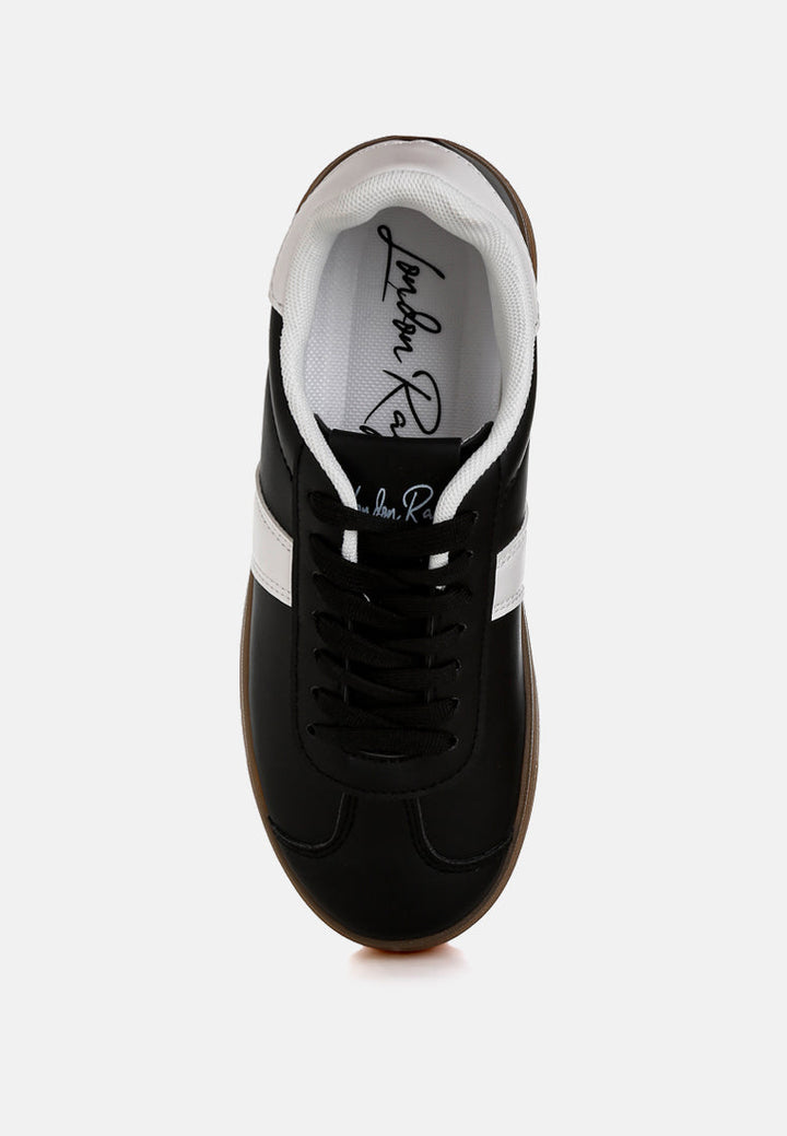 faux leather lace-up sneakers by rag#color_black