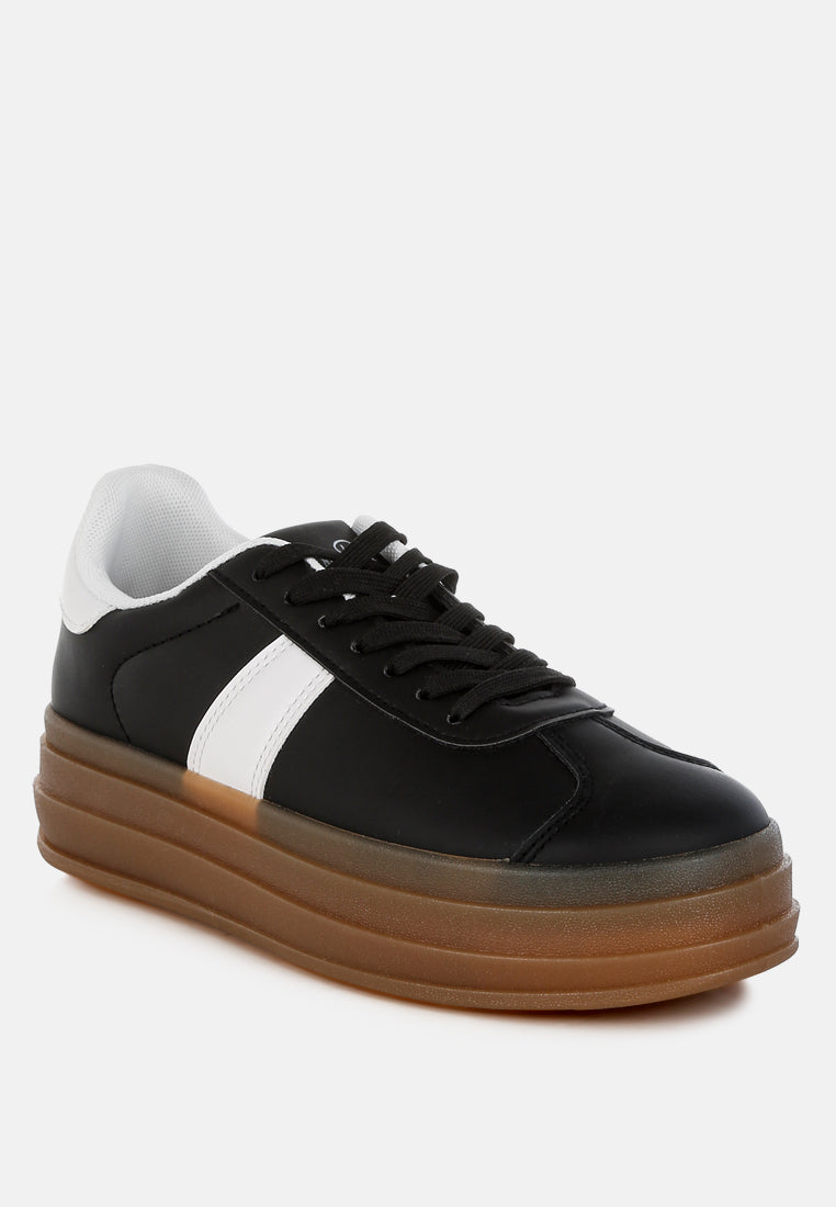women classic faux leather lace-up sneakers#color_black